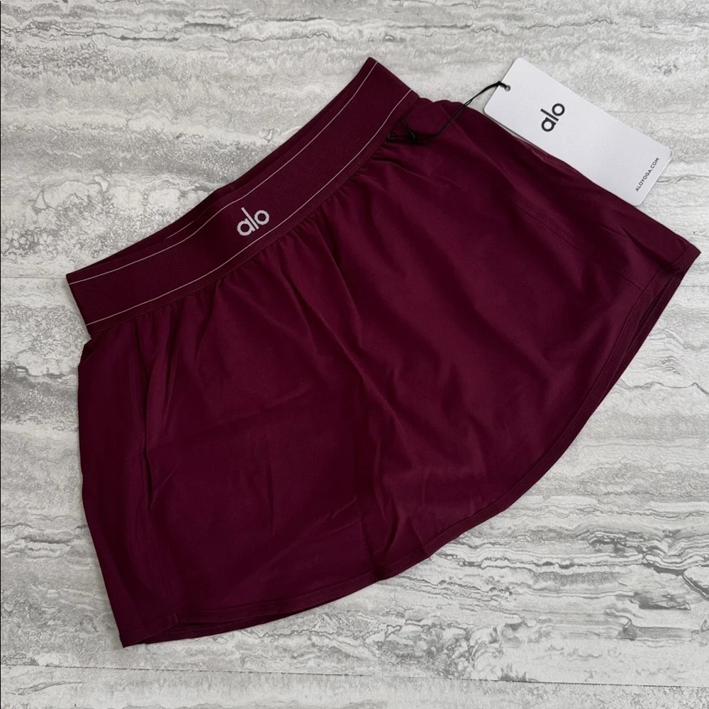 💜ALO💜 BURGUNDY Match Point Tennis Skirt - Picture 2 of 8